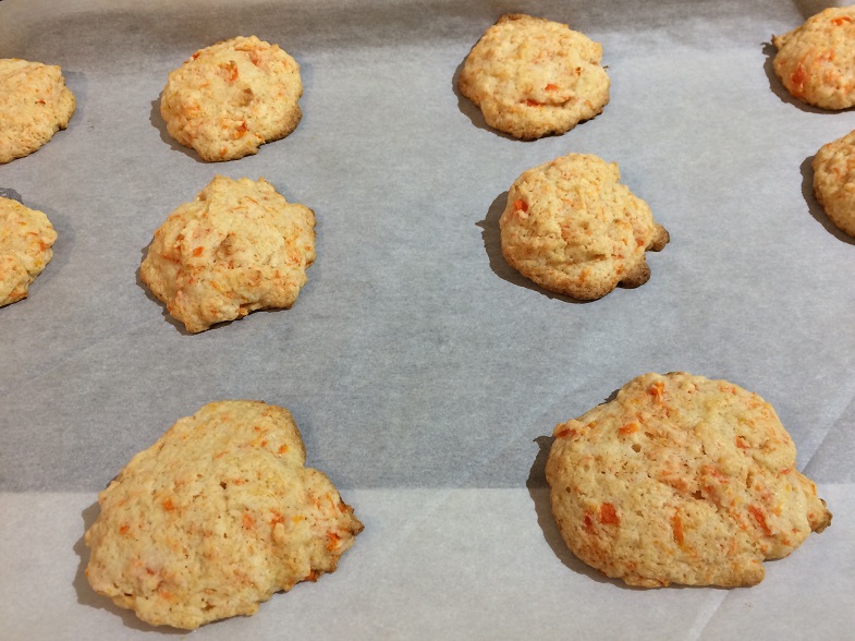 carrot cookies on tray