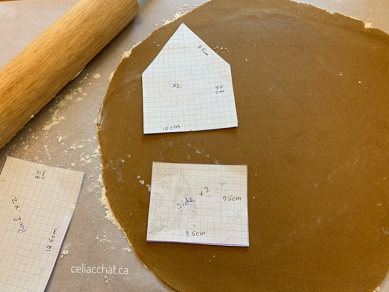 cutting out gingerbread house