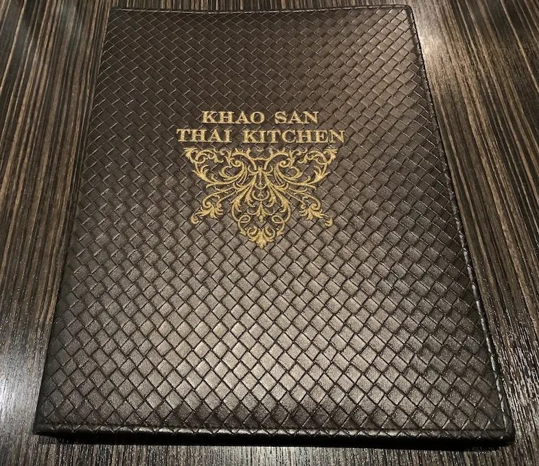 the front of Khao San Thai Kitchen's menu