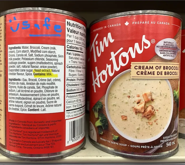 Tim-Horton's cream of boccoli is gluten-free