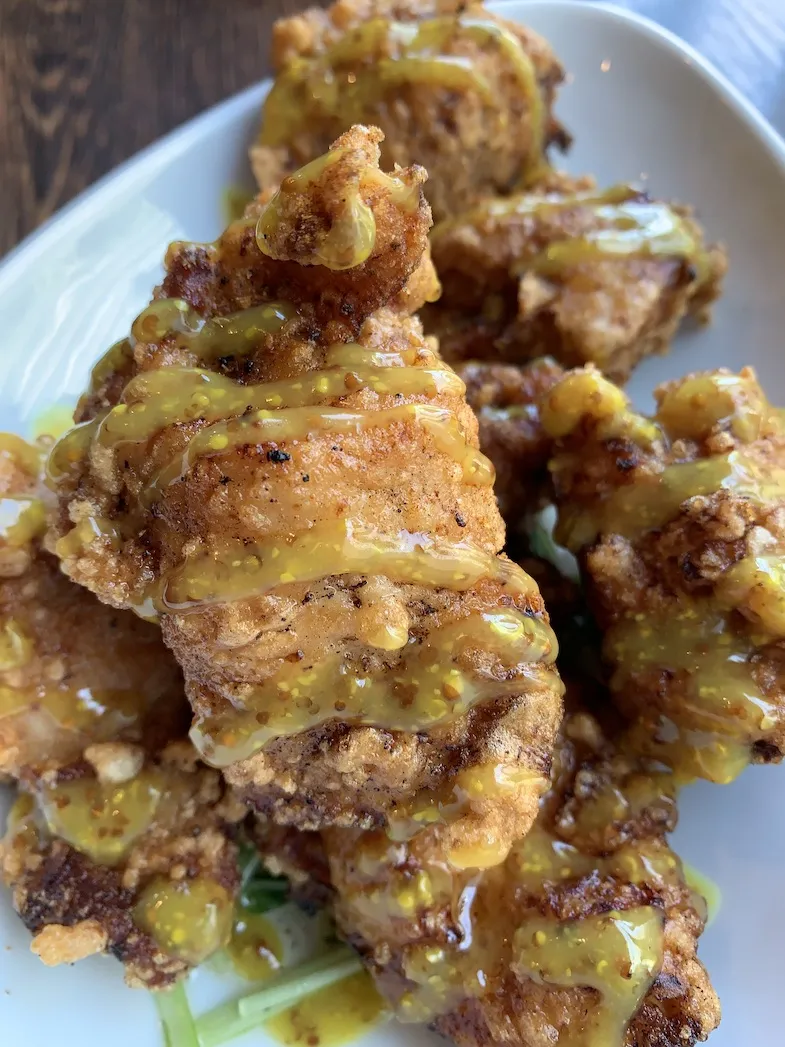 Gluten Free T's Kitchen fried chicken with honey mustard sauce