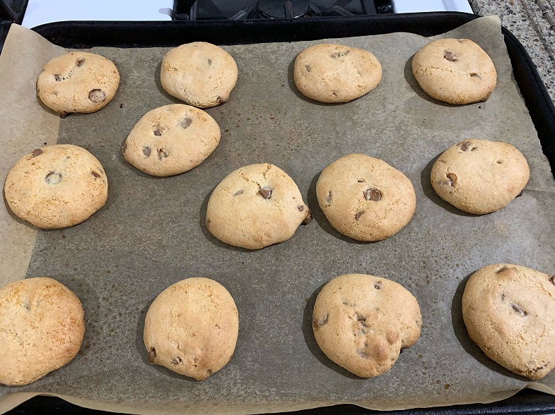 baked choco cookies on tray