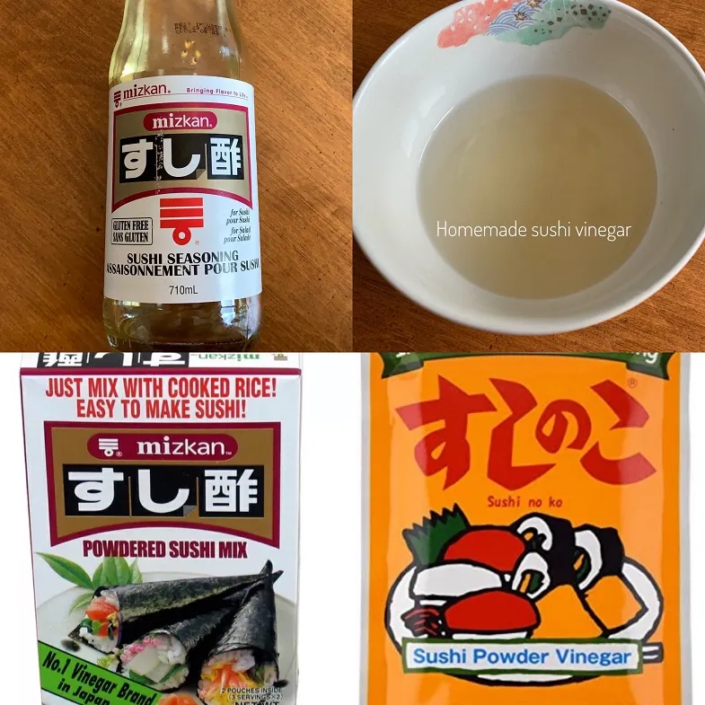 montage of flavoured rice vinegars