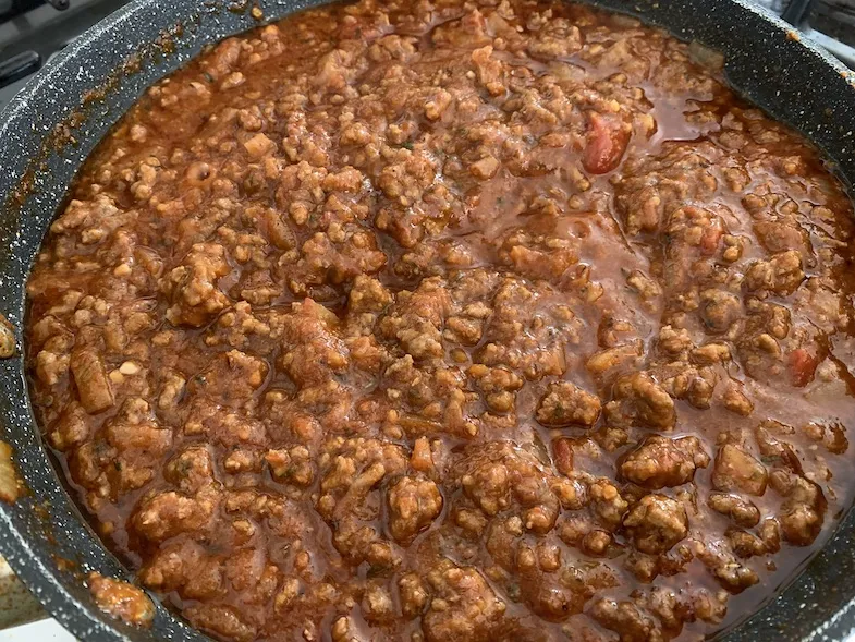 cooked gluten-free taco meat in frying pan