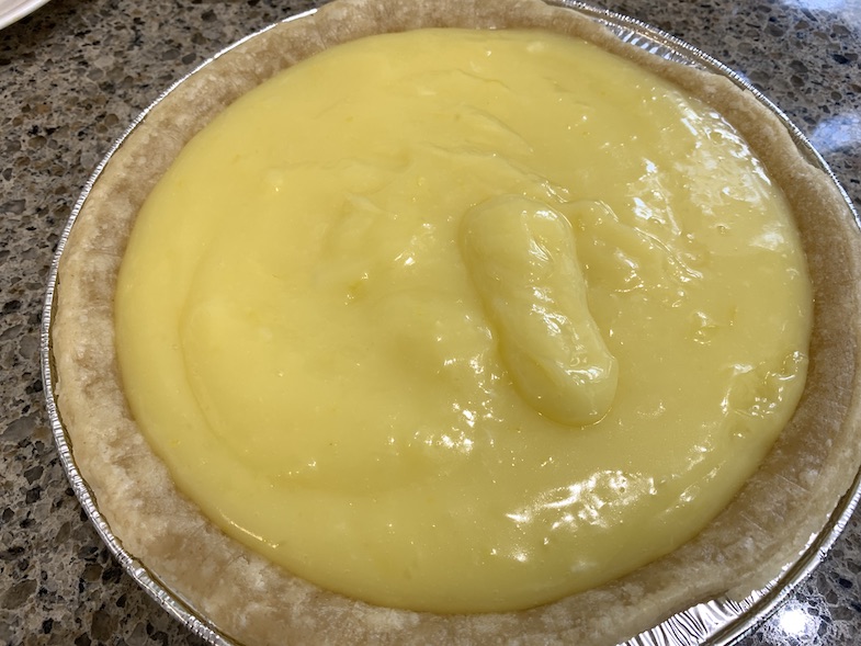 cooked filling in pie