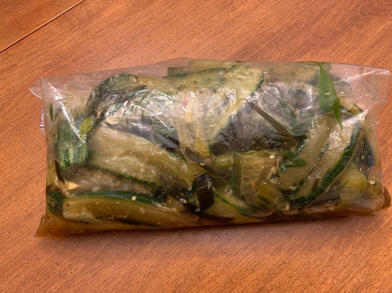 pickled cucumbers in a ziplock bag