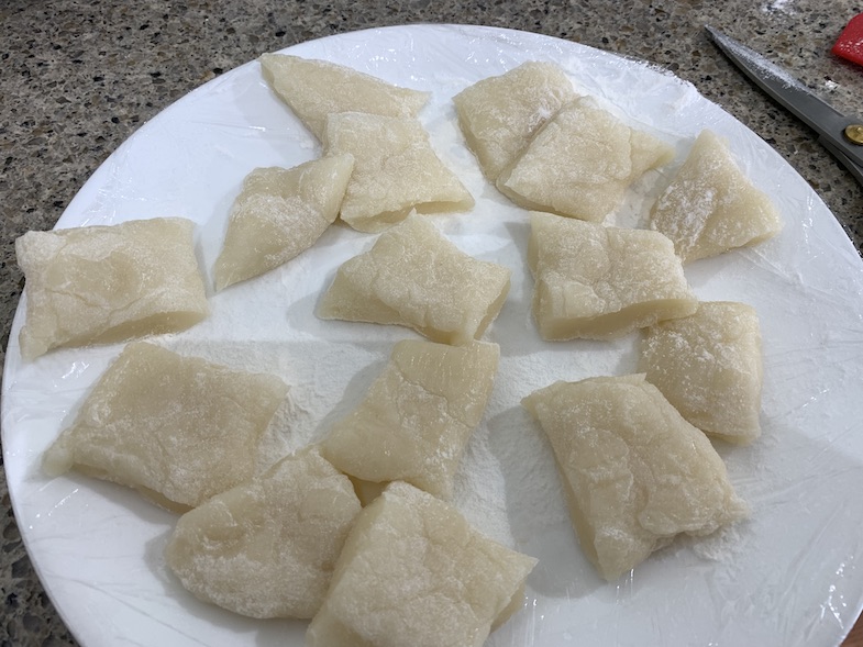 Mochi cut into squares