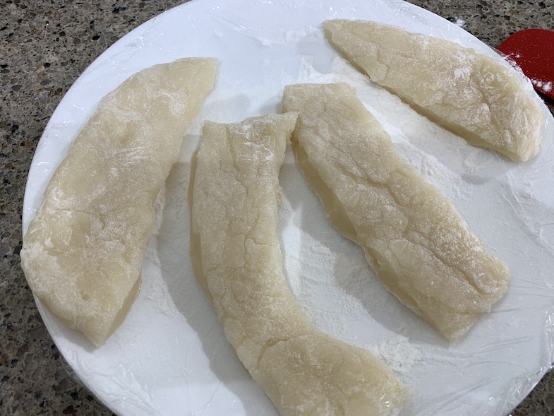 Mochi cut into strips