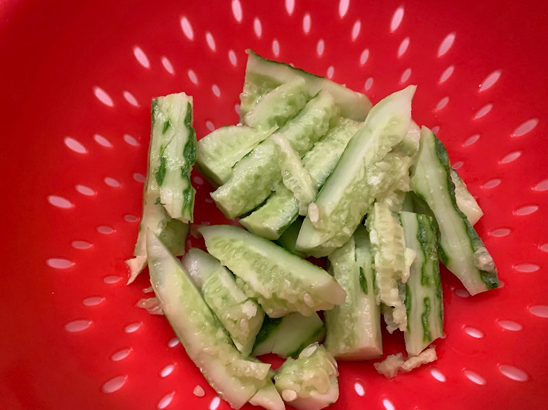 draining cucumbers