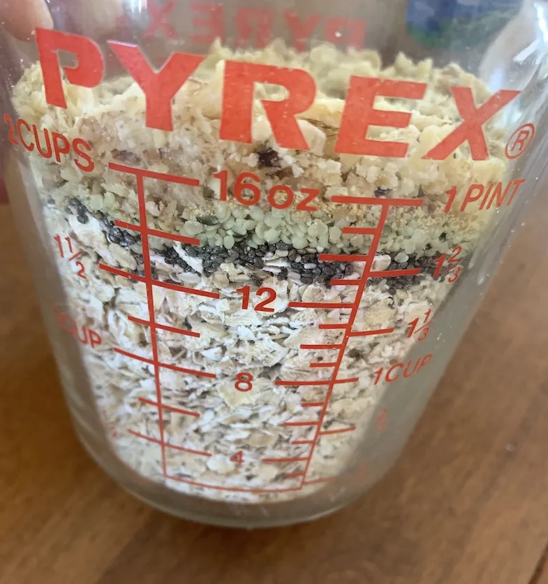 dry ingredients in a measuring cup