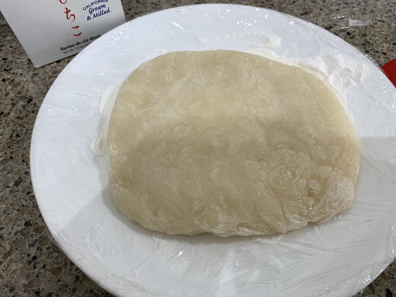 Mochi flattened on a plate