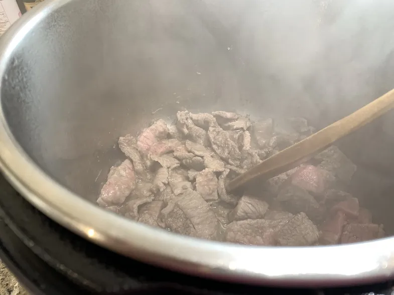 beef frying in the instant pot