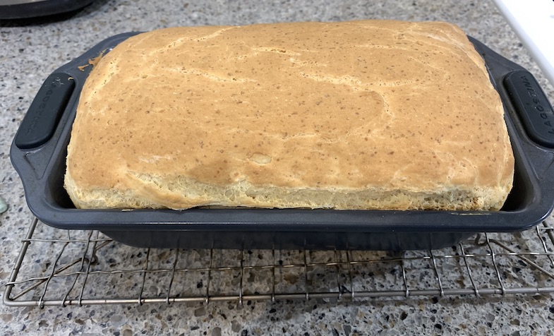 gf bread out of oven