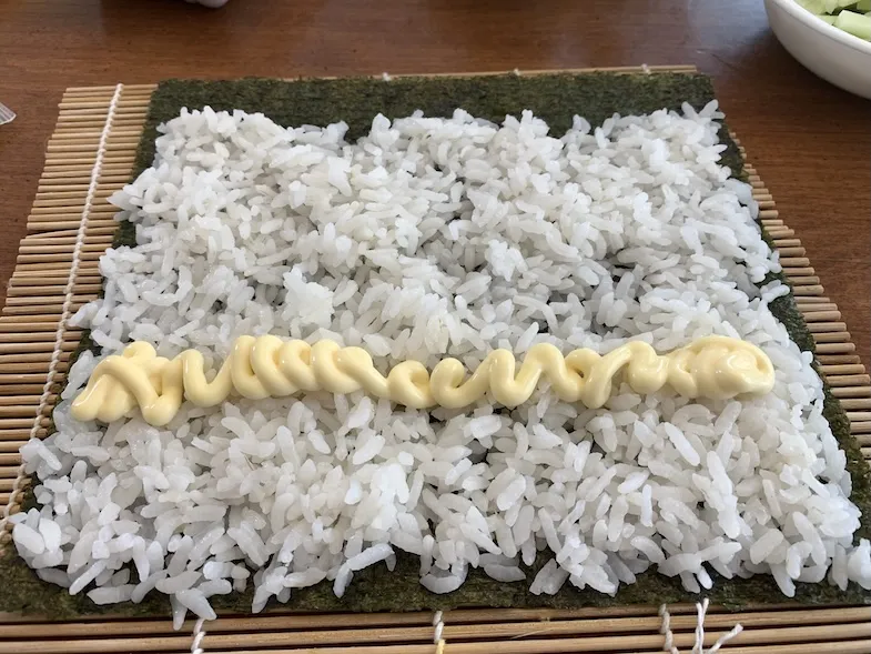 gluten-free Japanese mayonnaise on rice