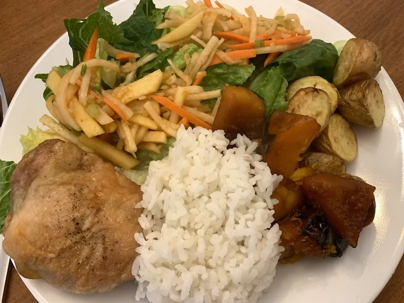 gluten-free meal with asian daikon salad.webp