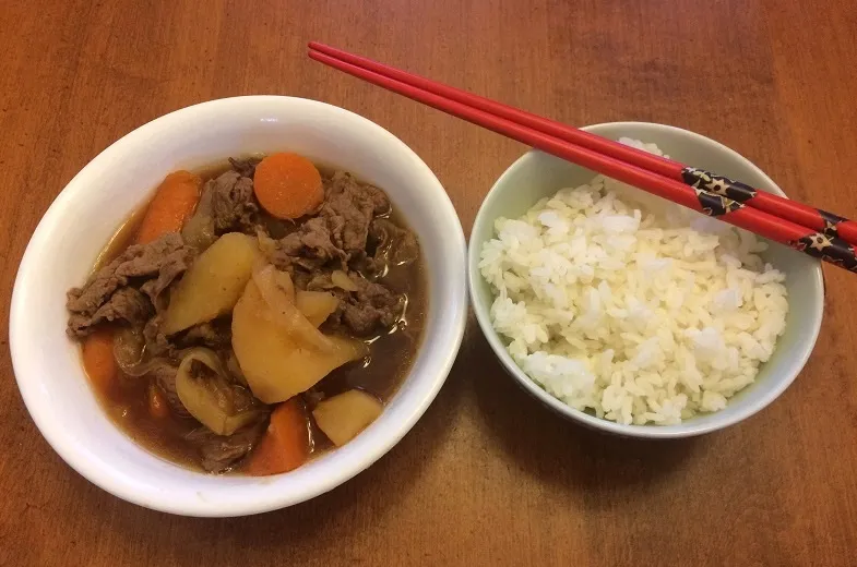 Nikujaga and a bowl of rice