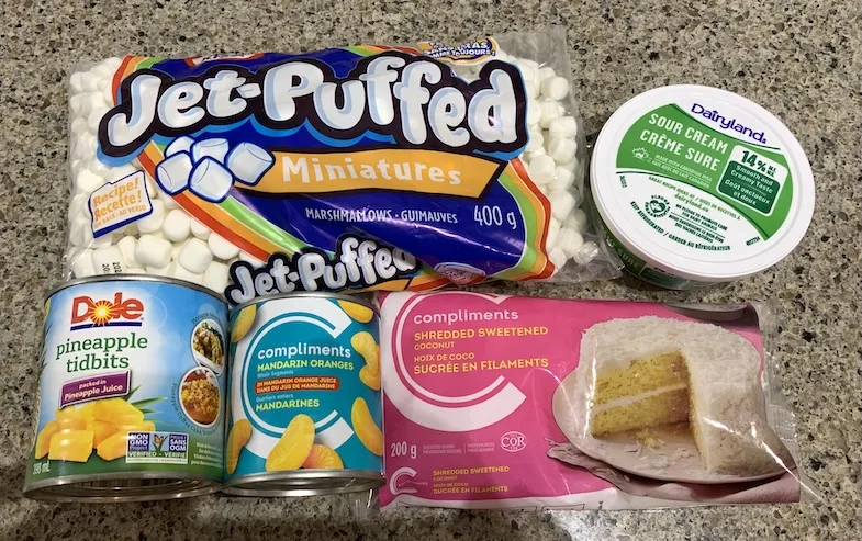 ingredients for gluten-free Ambrosia Salad