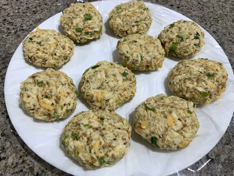 uncooked gluten-free leftover chicken patties ready for the fridge