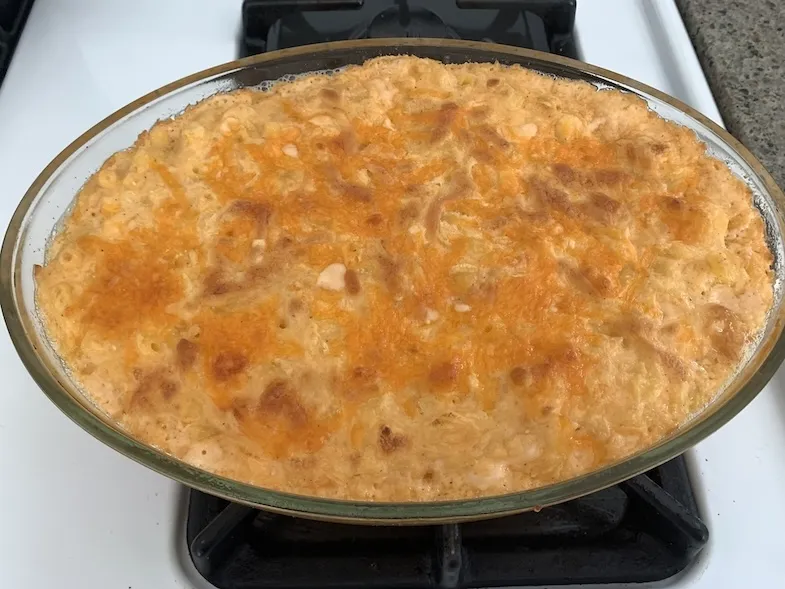 baked gluten-free macaroni and cheese just out of the oven