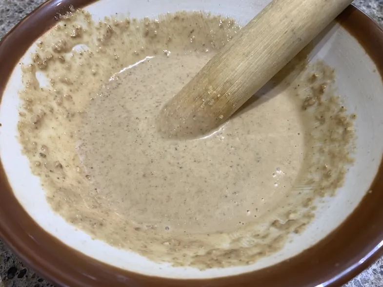 the finished creamy sesame mayonnaise dressing