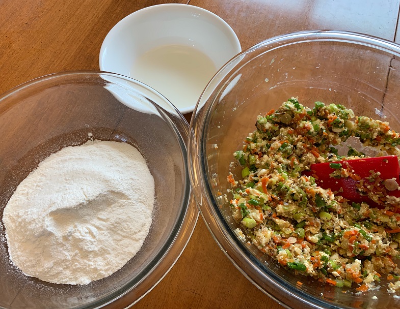 daikon mochi patties filling and rice flours