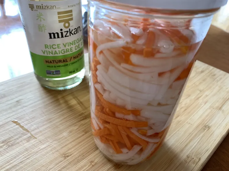 namasu carrot and daikon salad in a jar