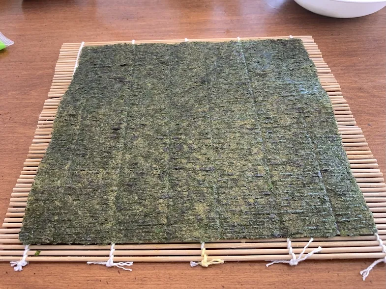 Nori sheet on bamboo mat