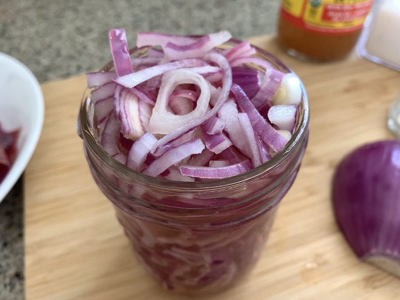 red onions in jar