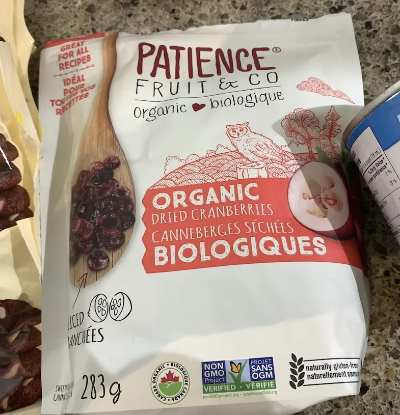 Patience Fruit and Co gluten free dried cranberries