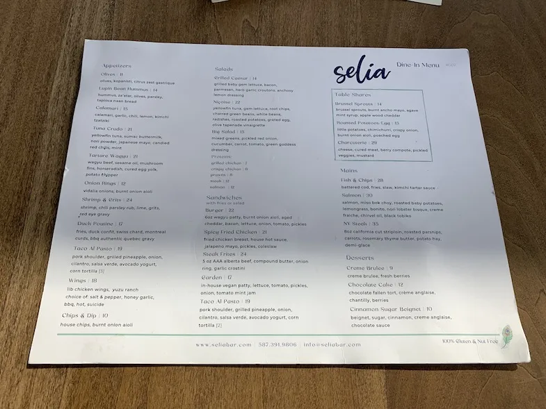 Selia menu