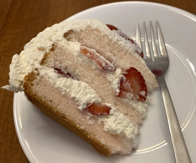 slice of Misoan Gluten-Free Bakeries strawberry sponge cake