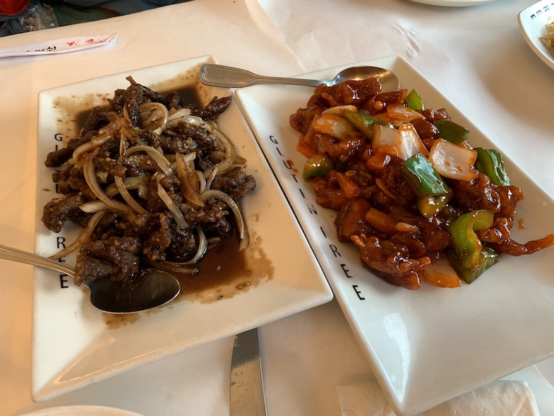 sweet and sour dish and a beef dish