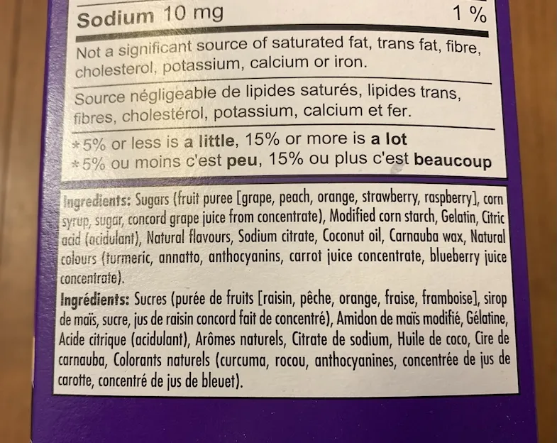 Welch's Mixed Fruit Snacks ingredients list